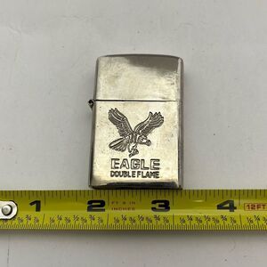 Eagle Double Flame Men's Silver Chrome Embossed Compact Cigarette Lighter